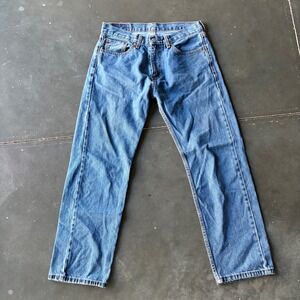 Levis 505 Regular Fit Straight Leg Jeans Blue Denim 32x30